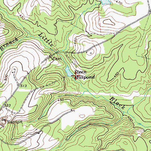 Topographic Map of Steen Mill (historical), SC