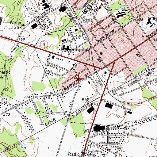 Topographic Map of Westside Baptist Church, SC