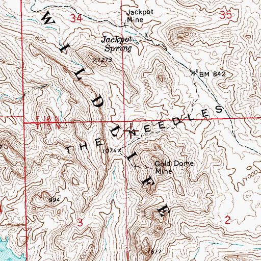 Topographic Map of The Needles, AZ