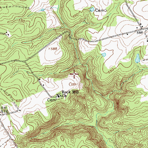 Topographic Map of White Plains School (historical), SC