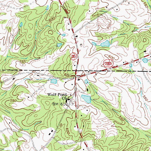 Topographic Map of Wolf Pond Cross Roads, SC