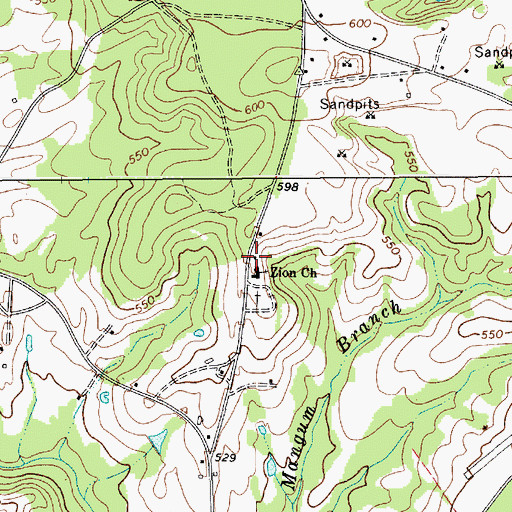 Topographic Map of Zion School (historical), SC