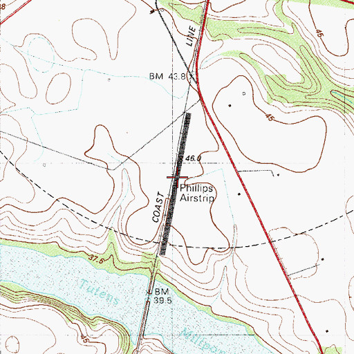 Topographic Map of Phillips Airstrip (historical), SC
