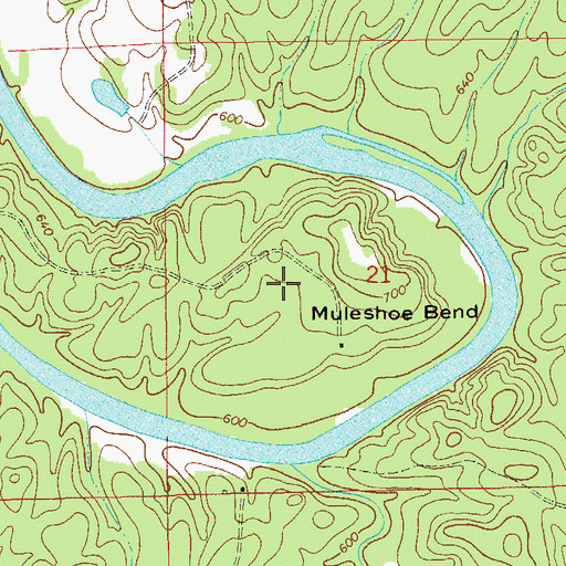Topographic Map of Muleshoe Bend, AL