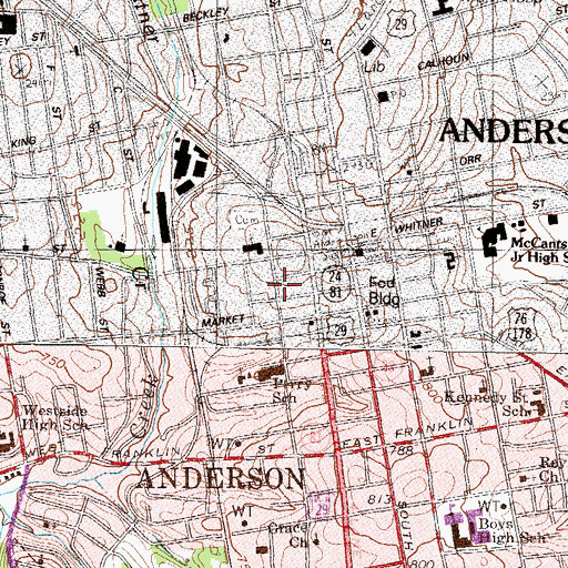 Topographic Map of Anderson County Health Center, SC
