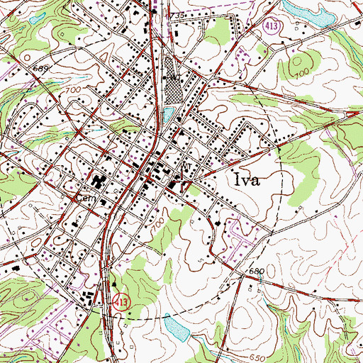 Topographic Map of Iva Baptist Church, SC