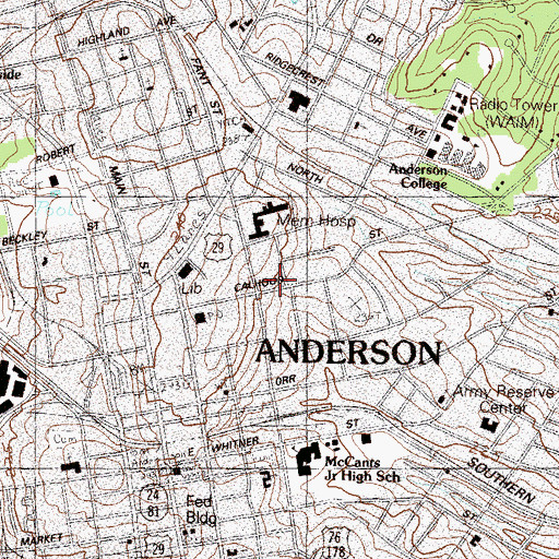 Topographic Map of North Fant Street School (historical), SC