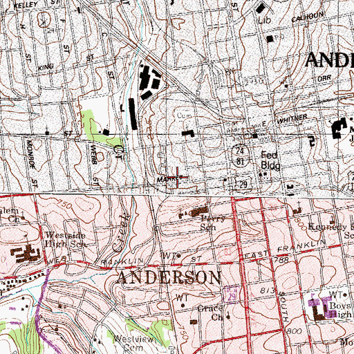 Topographic Map of West Market Street Graded School (historical), SC