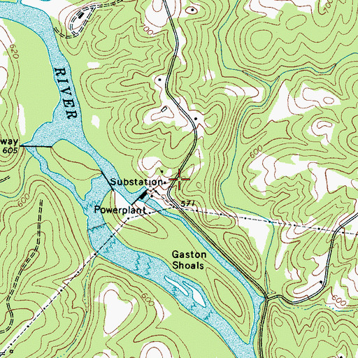 Topographic Map of Gaston Shoals (historical), SC