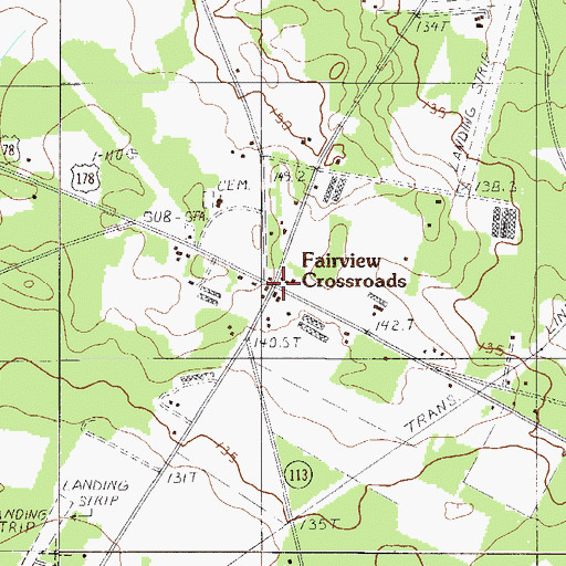 Topographic Map of Fairview Crossroads, SC