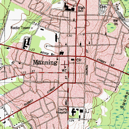 Topographic Map of All Saints Episcopal Church, SC