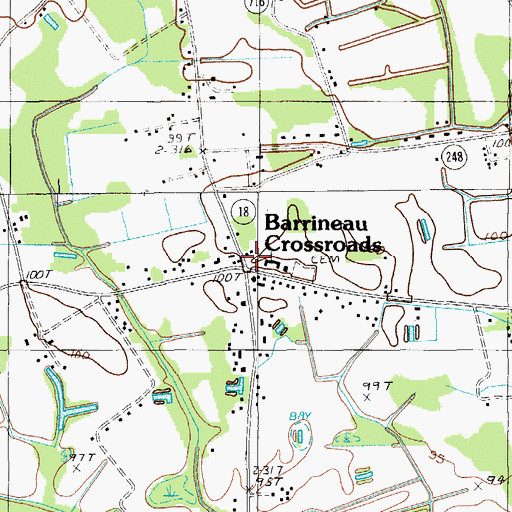 Topographic Map of Barrineau School (historical), SC