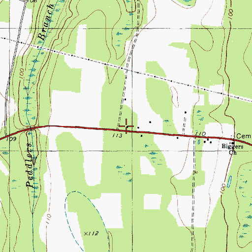 Topographic Map of Briggs Church (historical), SC