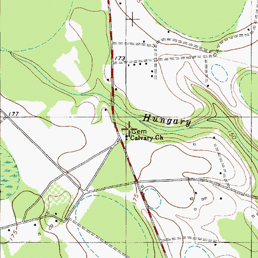 Topographic Map of Calvary Cemetery, SC