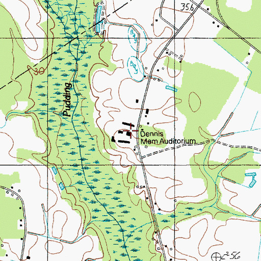 Topographic Map of Dennis Memorial Auditorium, SC