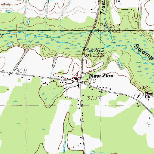 Topographic Map of East Clarendon Elementary School, SC