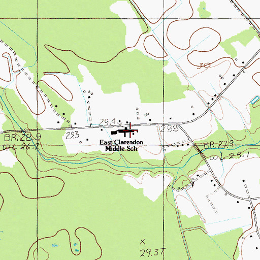 Topographic Map of East Clarendon Middle School, SC