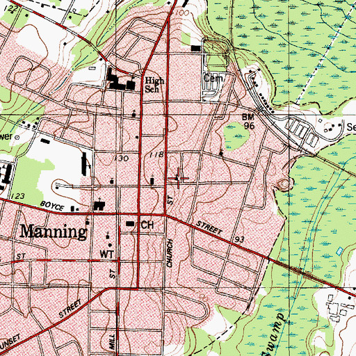 Topographic Map of Ebenezer Baptist Church, SC