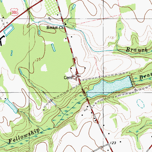 Topographic Map of Fellowship Cemetery, SC