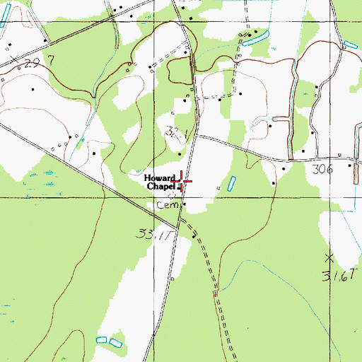 Topographic Map of Howard Chapel School (historical), SC