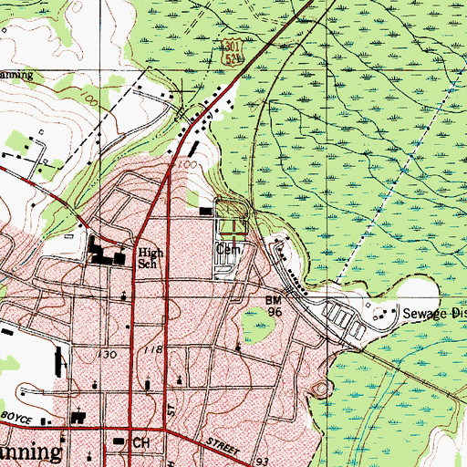 Topographic Map of Manning Cemetery, SC