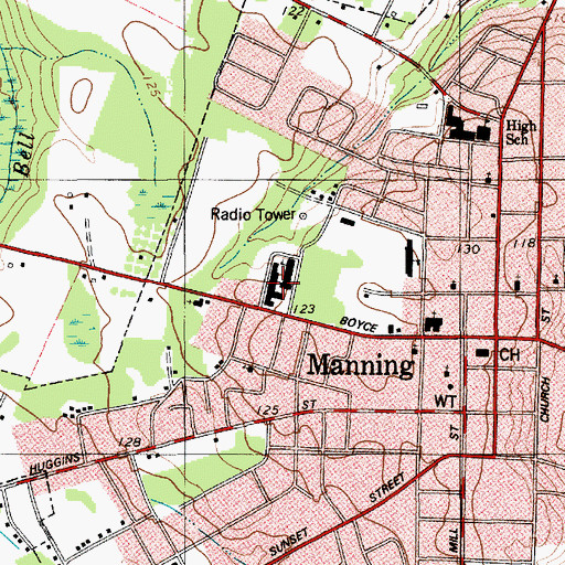 Topographic Map of Manning Training School (historical), SC