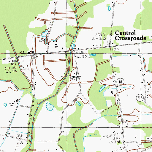 Topographic Map of New Town Cemetery, SC