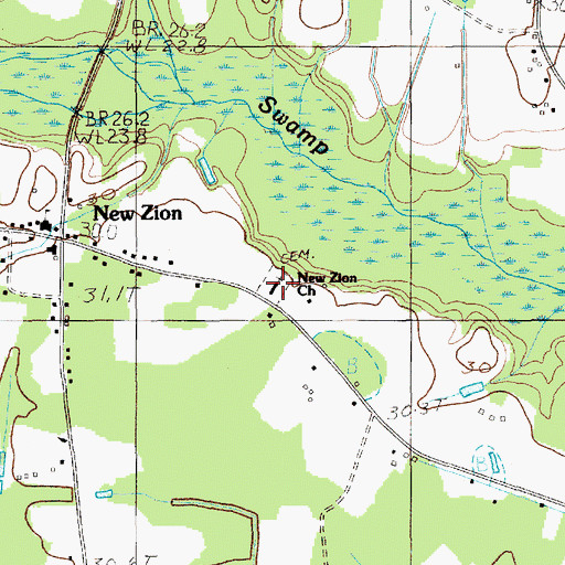 Topographic Map of New Zion Church, SC