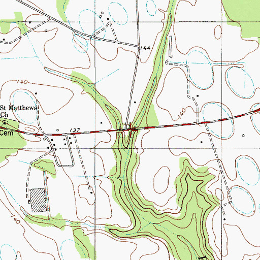 Topographic Map of Oak Grove School (historical), SC