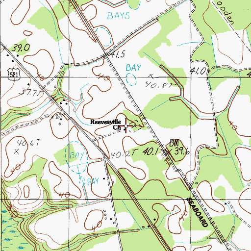 Topographic Map of Reevesville Church, SC