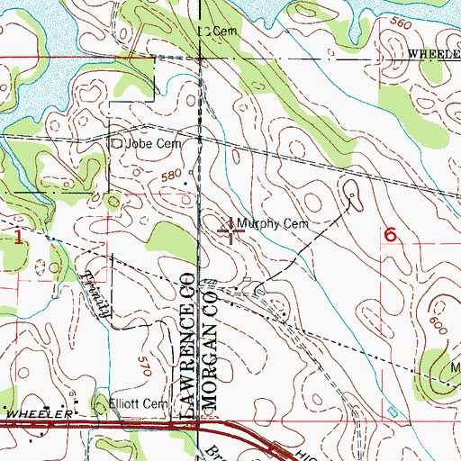 Topographic Map of Murphy Cemetery, AL