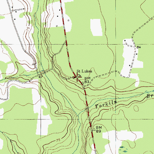 Topographic Map of Saint Lukes Church, SC