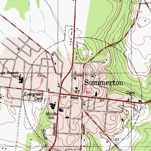 Topographic Map of Saint Marys Roman Catholic Church, SC