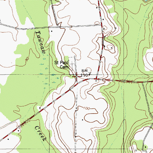 Topographic Map of Saint Paul Church (historical), SC