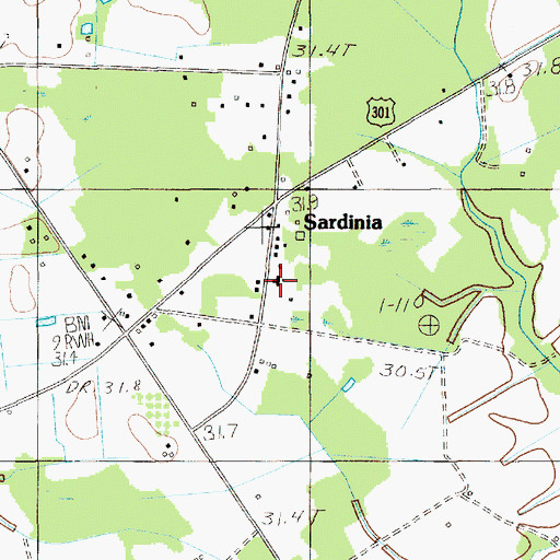 Topographic Map of Sardinia Presbyterian Church, SC
