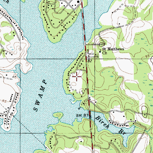Topographic Map of Shad Moss village, SC