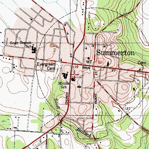 Topographic Map of Summerton Graded School (historical), SC