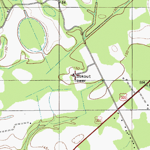 Topographic Map of Summerton Lookout Tower, SC