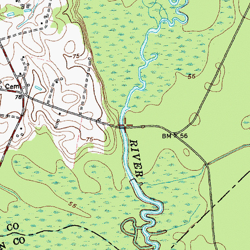 Topographic Map of Allens Bridge, SC