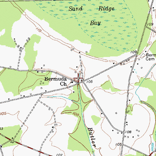 Topographic Map of Bermuda High School (historical), SC