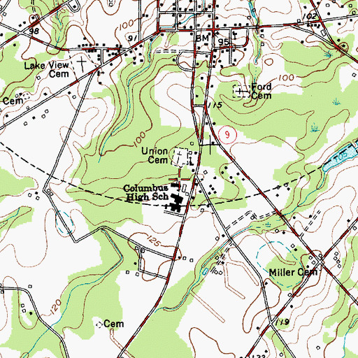 Topographic Map of Columbus Elementary School, SC