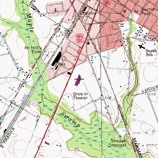 Topographic Map of Dillon Bi-Lo Plaza Shopping Center, SC