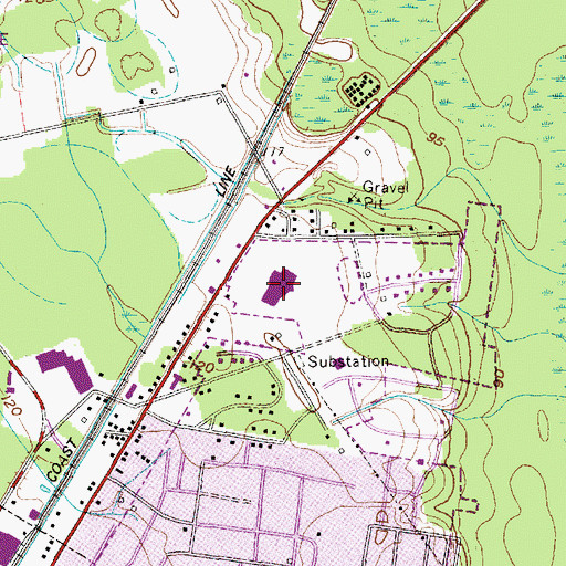 Topographic Map of Dillon High School, SC