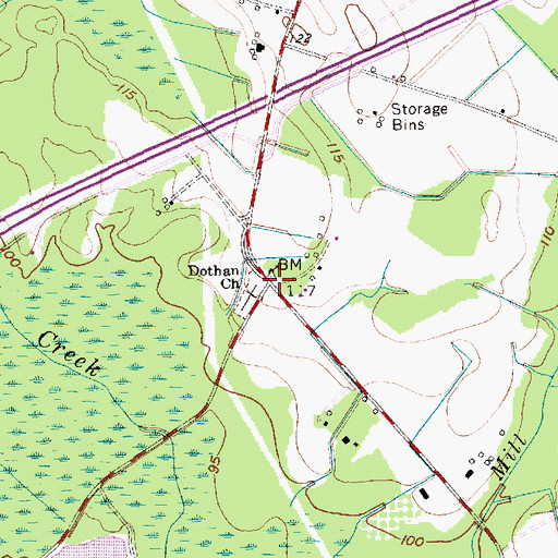 Topographic Map of Dothan, SC