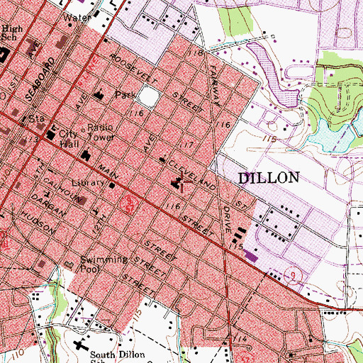 Topographic Map of East Elementary School, SC
