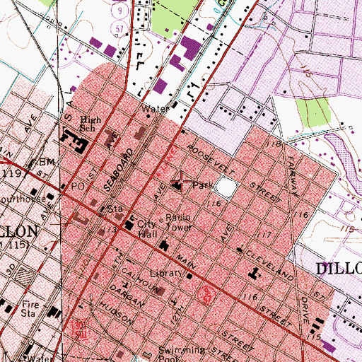 Topographic Map of First Baptist Church, SC