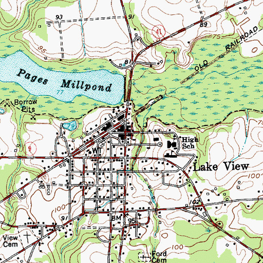 Topographic Map of First Baptist Church of Lake View, SC