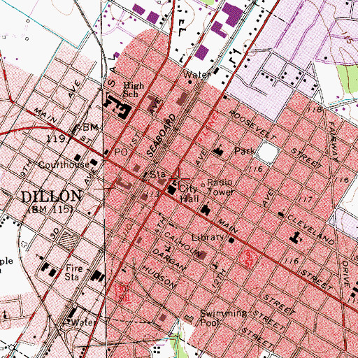 Topographic Map of First Presbyterian Church, SC