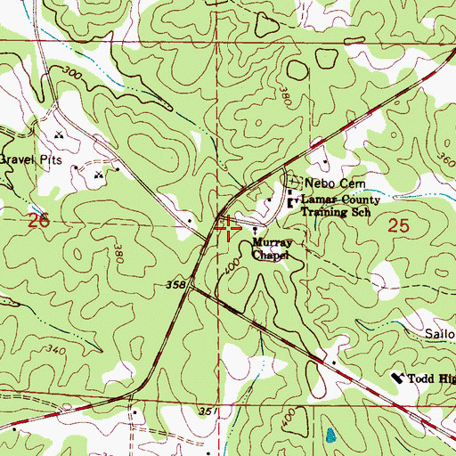 Topographic Map of Murray Chapel, AL