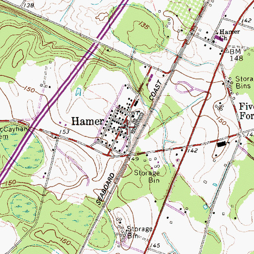 Topographic Map of Hamer African Methodist Episcopal Zion Church, SC